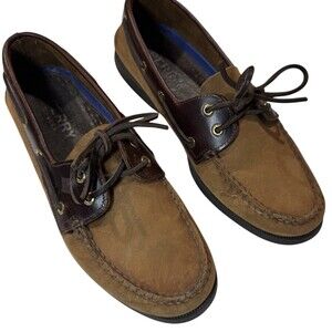 Sperry Top-Sider Authentic Original 2-Eye Brown Leather Boat Shoes Men’s 10.5 M